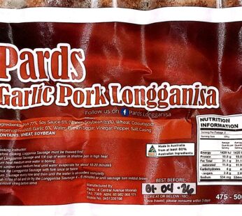 PARDS GARLIC PORK LONGGANISA CURED 500G